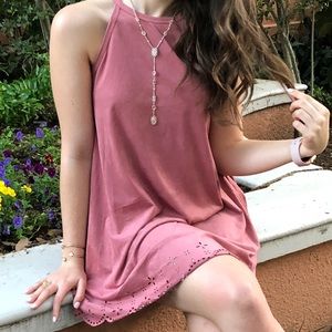 Alya Suede pink mini dress